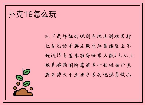 扑克19怎么玩